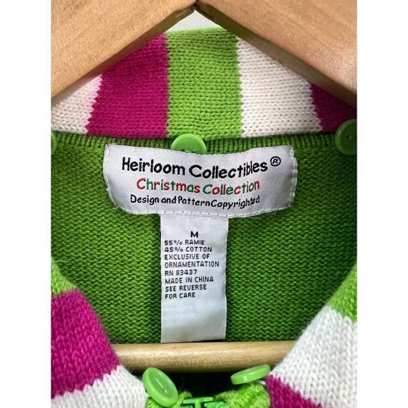 Heirloom Collectibles Christmas Collection Green Snowmen Ugly Sweater Size M - Picture 3 of 7